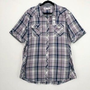 BKE Buckle 2XLarge Plaid Standard Shirt Purple Snap Front Shirt